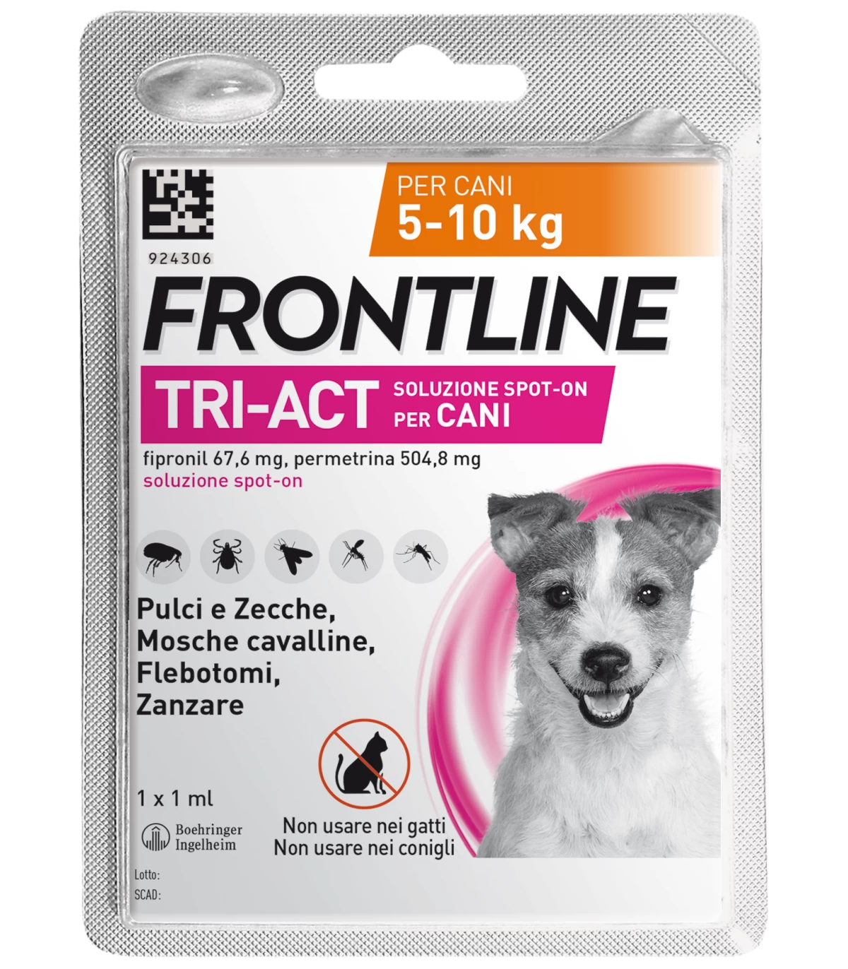 FRONTLINE TRI-ACT*1PIP 5-10KG - farmanauta.it