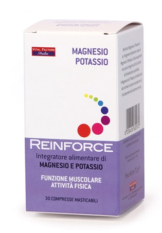 REINFORCE MAGNESIO + POTASSIO 30 COMPRESSE MASTICABILI - farmanauta.it