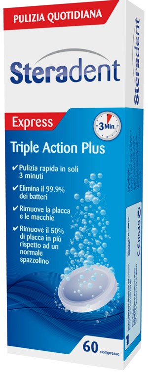 STERADENT TRIPLE ACTION PLUS 60 COMPRESSE PULENTI - farmanauta.it
