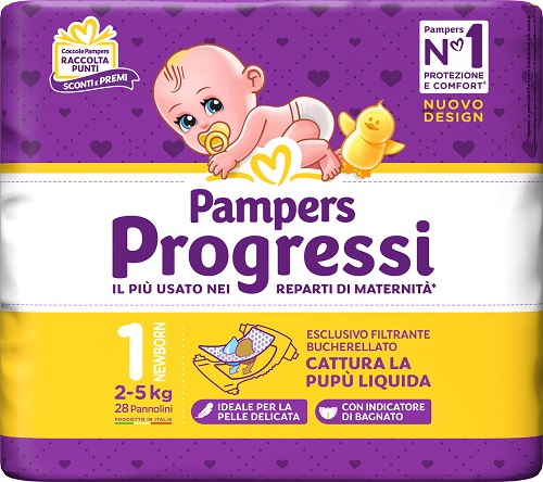 PAMPERS PROGRESSI NEWBORN PANNOLINO 1 2-5KG 28 PEZZI - farmanauta.it