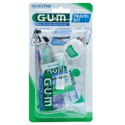 GUM TRAVEL KIT VIAGGIO 1 SPAZZOLINO PIEGHEVOLE GUM TRAVEL + 1 DENTIFRICIO VIAGGIO 12 ML + 1 ROCCHETTO FILO INTERDENTALE 10MT + 2 SCOVOLINI GOMMA GUM SOFT PICKS - farmanauta.it