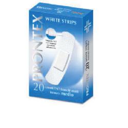 CEROTTO PRONTEX WHITE STRIPS IN TESSUTO NON TESSUTO BIANCO STERILE SCATOLA 20 CEROTTI MEDI - farmanauta.it