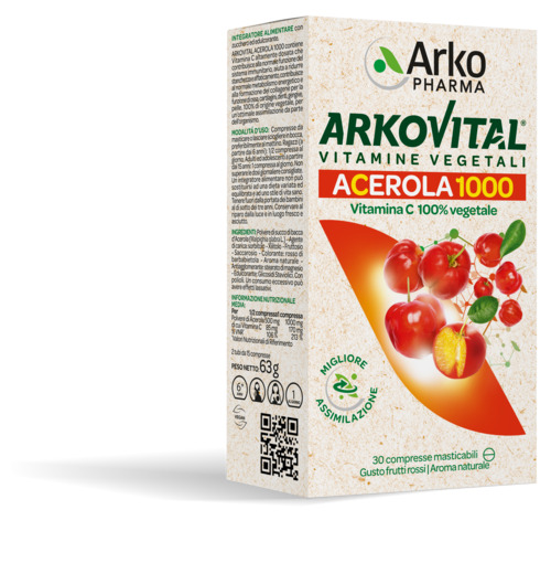 ARKOVITAL ACEROLA 1000 30 COMPRESSE MASTICABILI - farmanauta.it