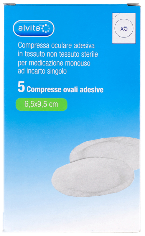 COMPRESSA OCULARE AUTOADESIVA ALVITA TNT OVALI 6,5X9,5CM 5 PEZZI - farmanauta.it