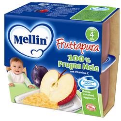 MELLIN FRUTTA PURA PRUGNA MELA 100 G 4 PEZZI - farmanauta.it
