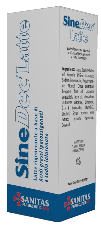 EMULSIONE PROFUMATA CONTENENTE OLIO OSSIGENATO PER PREVENZIONE E MEDICAZIONE DELLE ULCERE DA DECUBITO DI GRADO I SU PELLE INTEGRA SINEDEC LATTE 60ML - farmanauta.it