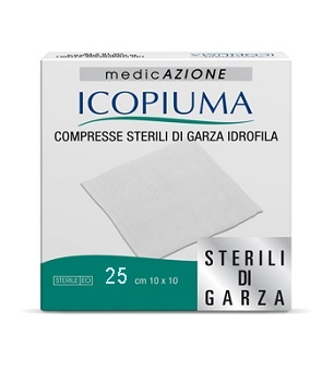 GARZA COMPRESSA IDROFILA ICOPIUMA 10X10CM 25 PEZZI - farmanauta.it