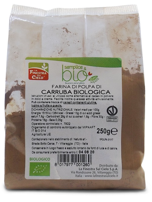 POLPA DI CARRUBA FARINA BIO 250 G - farmanauta.it