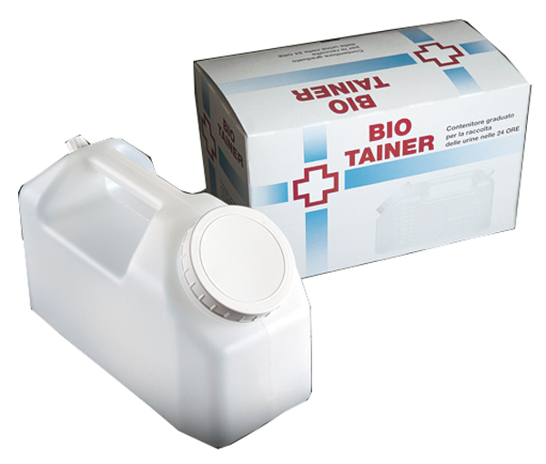 TANICA GRADUATA BIO TAINER PER RACCOLTA DI URINA NELLE 24 ORE 2500 ML CON TAPPINO DI PRELIEVO E MANICO 1 PEZZO - farmanauta.it