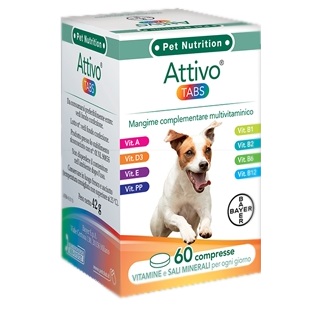 ATTIVO TABS ASTUCCIO DA 60 COMPRESSE ALTAMENTE APPETIBILI - farmanauta.it