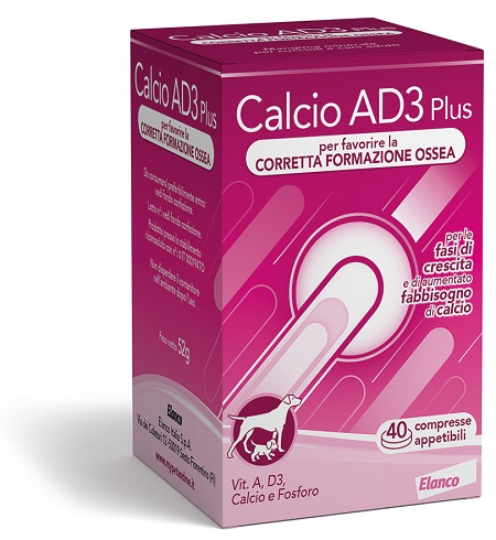 CALCIO AD3 SOLUBILE SVILUPPO 40 COMPRESSE ALTAMENTE APPETIBILI - farmanauta.it