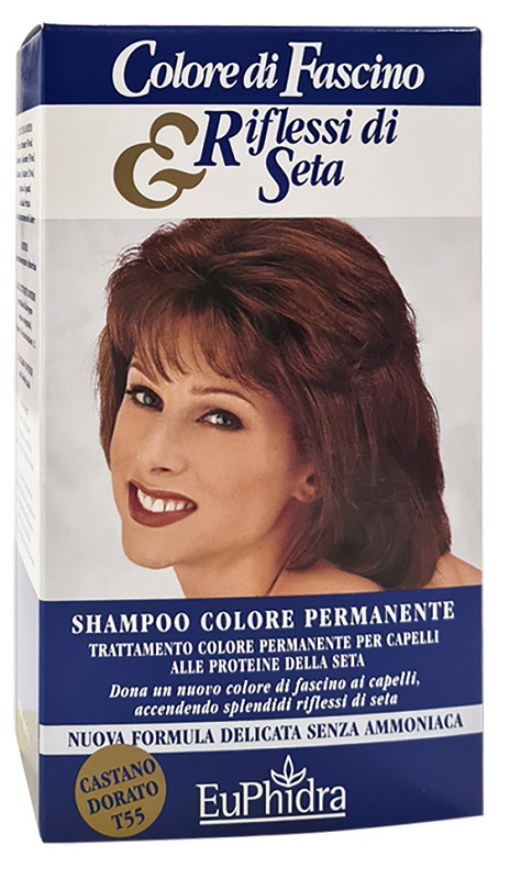 EUPHIDRA COLORE DI FASCINO & RIFLESSI DI SETA SHAMPOO COLORE PERMANENTE 55 CASTANO DORATO 120 ML - farmanauta.it