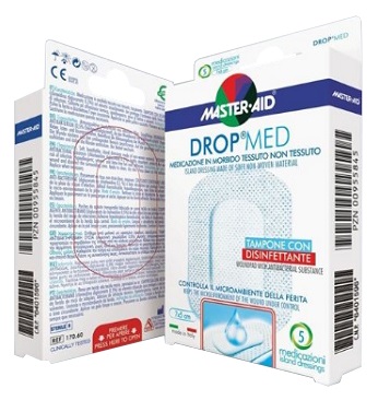 MEDICAZIONE COMPRESSA AUTOADESIVA DERMOATTIVA IPOALLERGENICA AERATA MASTER-AID DROP MED 10X12 5 PEZZI - farmanauta.it