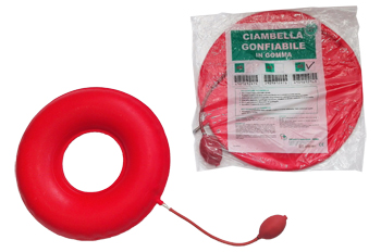 CIAMBELLA GONFIABILE PER INVALIDI IN GOMMA ROSSA TEAM DELUXE CON POMPA 45CM DIAMETRO - farmanauta.it