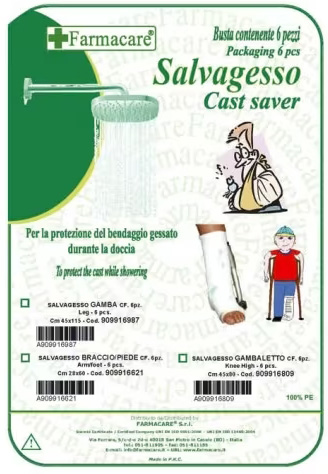 SALVAGESSO PER GAMBALETTO UTILE PER LA PROTEZIONE DEL GESSO DURANTE LA DOCCIA 6 PEZZI - farmanauta.it