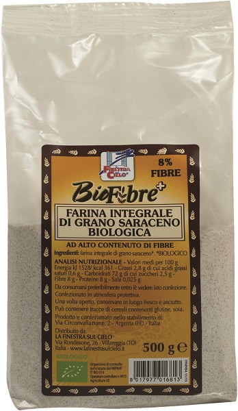 FSC BIOFIBRE+ FARINA INTEGRALE DI GRANO SARACENO BIO AD ALTO CONTENUTO DI FIBRA 500 G - farmanauta.it