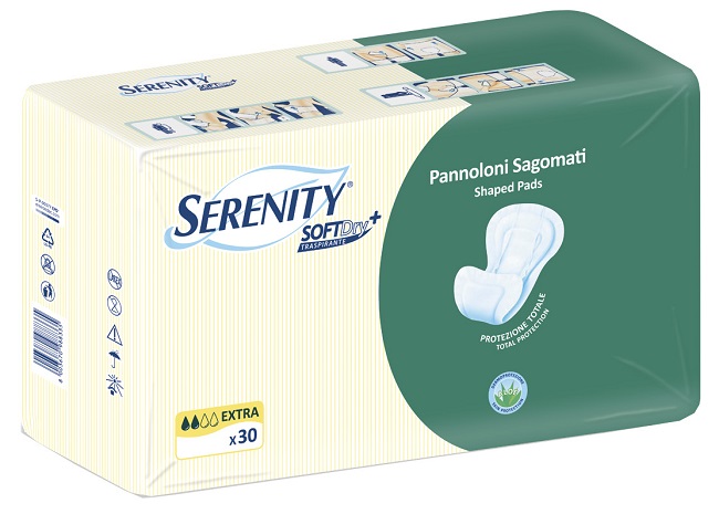 PANNOLONE PER INCONTINENZA SAGOMATO SERENITY SOFTDRY+ ALOE EXTRA 30 PEZZI - farmanauta.it