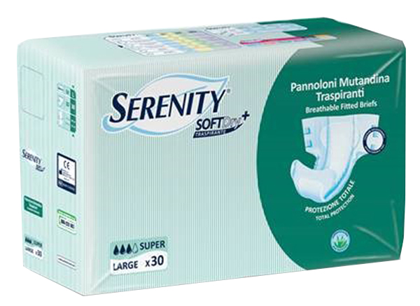 PANNOLONE PER INCONTINENZA A MUTANDINA SERENITY SOFTDRY+ ALOE SUPER LARGE 30 PEZZI - farmanauta.it