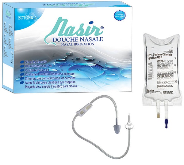 NASIR DOCCIA NASALE CON SOLUZIONE FISIOLOGICA ISOTONICA 6 SACCHE 500 ML + 1 BLISTER - farmanauta.it