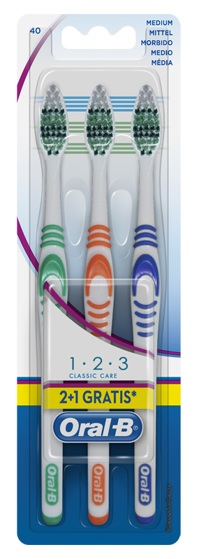 ORALB 123 CLASSIC CARE 40 SETOLE MEDIE 3 SPAZZOLINI - farmanauta.it