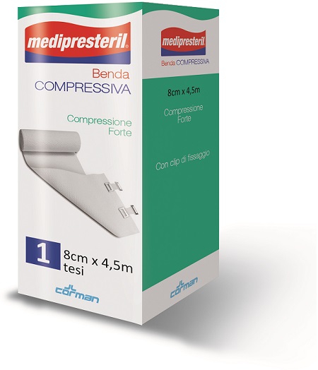 BENDA ELASTICA MEDIPRESTERIL COMPRESSIONE FORTE 8X450CM - farmanauta.it