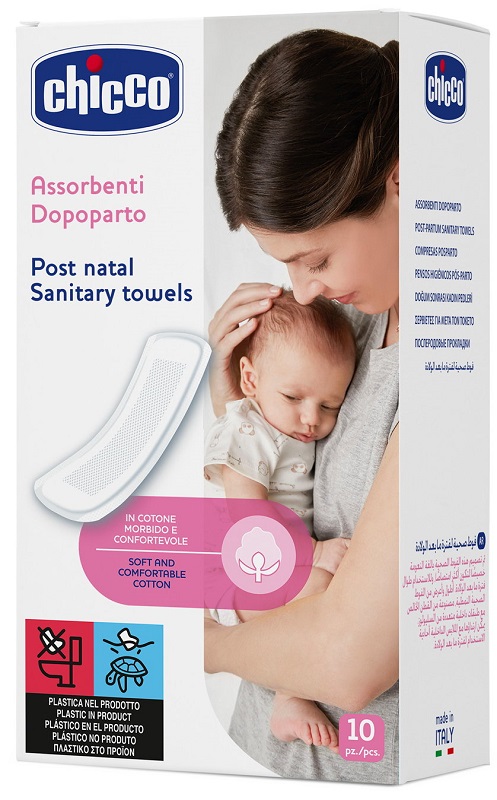 CHICCO MAMMA DONNA ASSORBENTI POSTPARTO COTONE 10 PEZZI - farmanauta.it