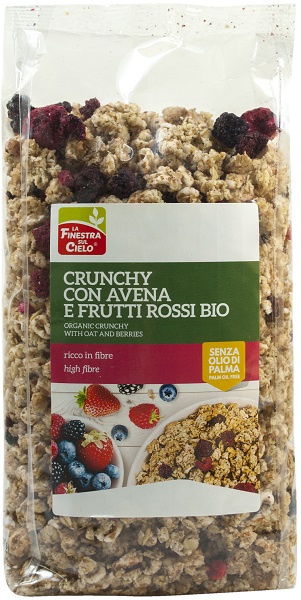 FSC CRUNCHY CON AVENA E FRUTTI ROSSI BIO AD ALTO CONTENUTO DI FIBRE CON OLIO DI GIRASOLE SENZA OLIO DI PALMA 375 G - farmanauta.it