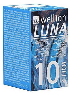 WELLION LUNA 10 STRIPS STRISCE PER MISURAZIONE COLESTEROLO - farmanauta.it