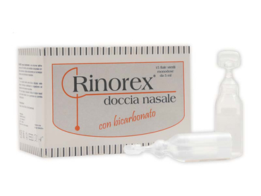 FIALA PER DOCCIA NASALE RINOREX BICARBONATO 15 FIALE 5 ML - farmanauta.it
