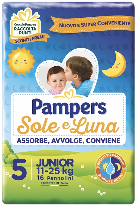PANNOLINO PER BAMBINO PAMPERS SOLE & LUNA FLASH JUNIOR 16 PEZZI - farmanauta.it