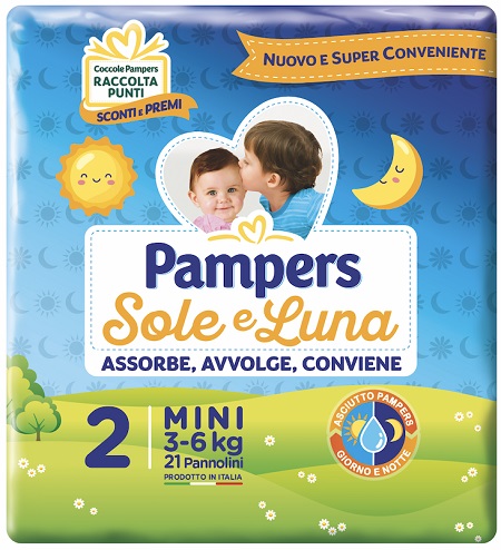 PANNOLINO PER BAMBINO PAMPERS SOLE & LUNA FLASH MINI 21 PEZZI - farmanauta.it