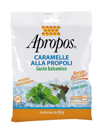 APROPOS CARAMELLE DURE ALLA PROPOLI BALSAMICHE SENZA ZUCCHERO 50 G - farmanauta.it