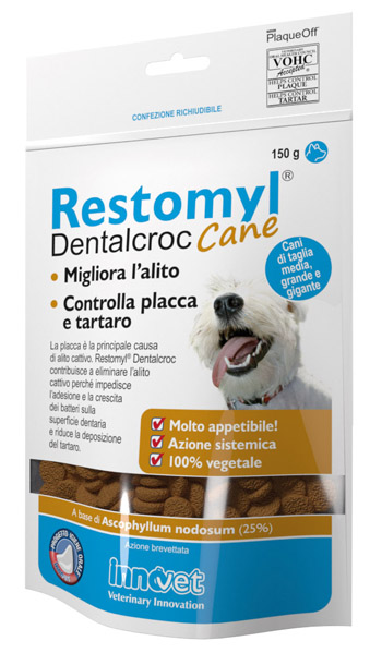 RESTOMYL DENTALCROC CANI TAGLIA MEDIA GRANDE E GIGANTE BUSTA 150 G - farmanauta.it
