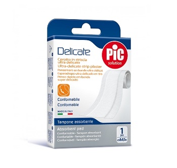 CEROTTO PIC DELICATE STRISCIA BIANCA CON TAMPONE ANTIBATTERICO CM 8X0,5 M - farmanauta.it