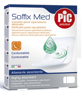 CEROTTO PIC SOFFIX MED IN TNT CON TAMPONE CENTRALE ASSORBENTE STERILE MONOUSO STERILE 25X10 CM ANTIBATTERICO 3 PEZZI - farmanauta.it