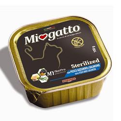 MIOGATTO STERIL PESCE AZZURRO/SALMONE GRAIN FREE 100 G - farmanauta.it