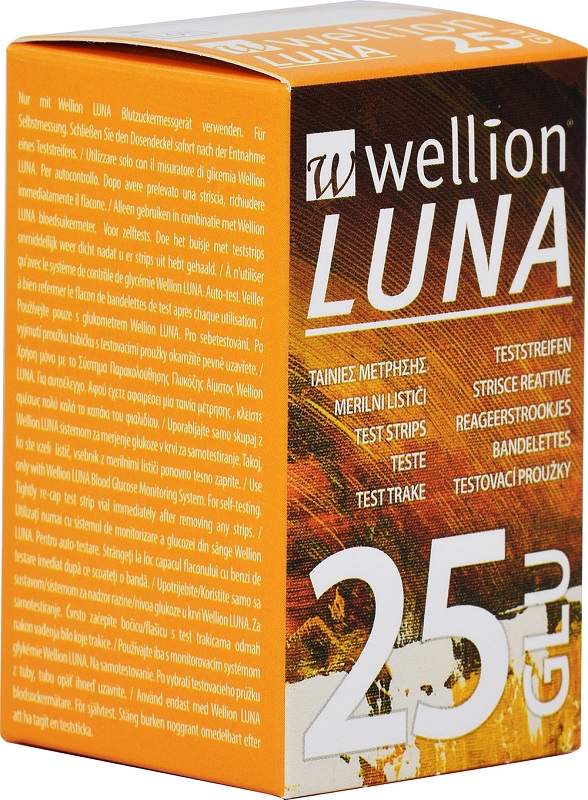 WELLION LUNA 25 STRIPS STRISCE PER MISURAZIONE GLICEMIA - farmanauta.it