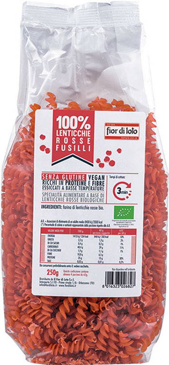 FUSILLI DI LENTICCHIE ROSSE BIO 250 G - farmanauta.it