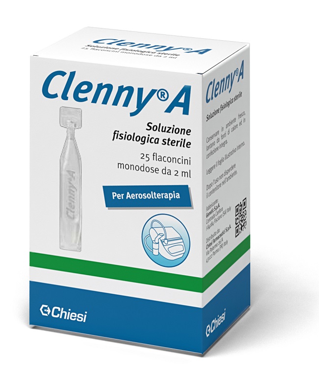 CLENNY A SOLUZIONE FISIOLOGICA STERILE PER AEROSOLTERAPIA 25 FLACONCINI MONODOSE DA 2 ML - farmanauta.it