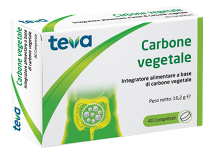 CARBONE VEGETALE TEVA 40 COMPRESSE 16,2 G - farmanauta.it