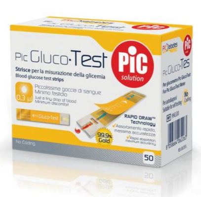 STRISCE MISURAZIONE GLICEMIA PIC GLUCOTEST 50 PEZZI - farmanauta.it