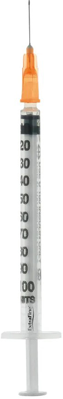 SIRINGA PER INSULINA EXTRAFINE 1ML 100 UI AGO REMOVIBILE 25 GAUGE 0,5X16 MM 1 PEZZO - farmanauta.it