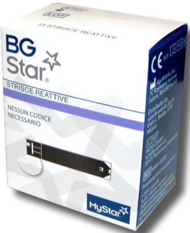 STRISCE REATTIVE MISURAZIONE GLICEMIA BGSTAR MYSTAR 25 PEZZI - farmanauta.it