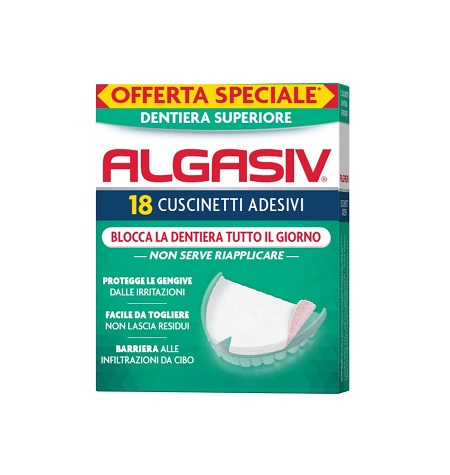 ALGASIV ADESIVO PER PROTESI DENTARIA SUPERIORE 15 PEZZI OFFERTA SPECIALE + 3 PEZZI - farmanauta.it