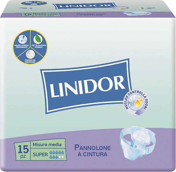 PANNOLONE LINIDOR SUPER PANNOLINO A CINTURA MM 15 PEZZI - farmanauta.it