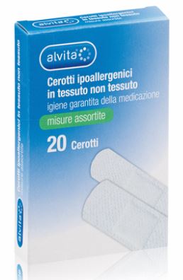 ALVITA CEROTTO IN TESSUTO NON TESSUTO ESTENSIBILE BIANCO CON TAMPONE ANTISETTICO ASSORTITO 20 PEZZI - farmanauta.it