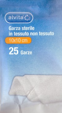 ALVITA GARZA STERILE IN TESSUTO NON TESSUTO 10X10CM 25 PEZZI - farmanauta.it