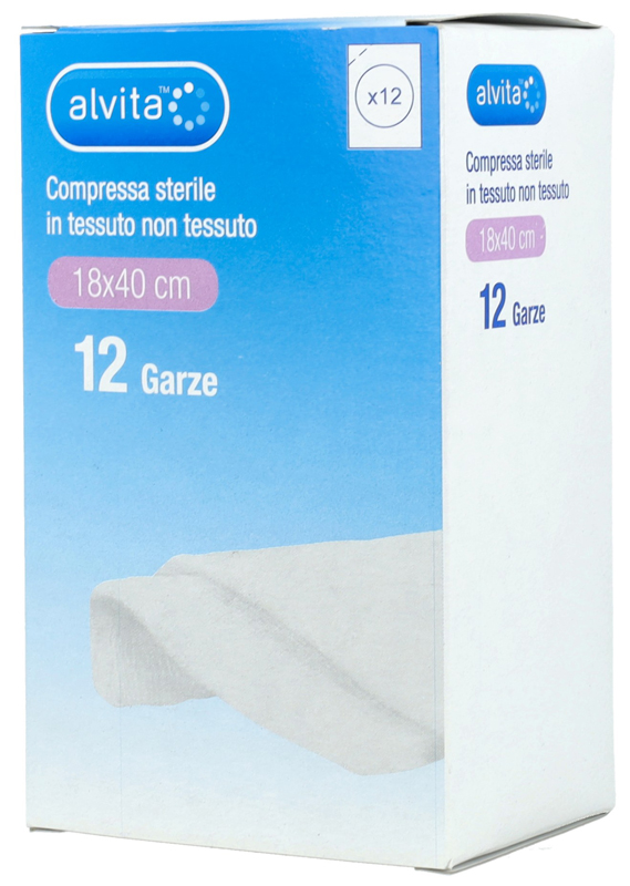 ALVITA GARZA STERILE IN TESSUTO NON TESSUTO 18X40CM 12 PEZZI - farmanauta.it