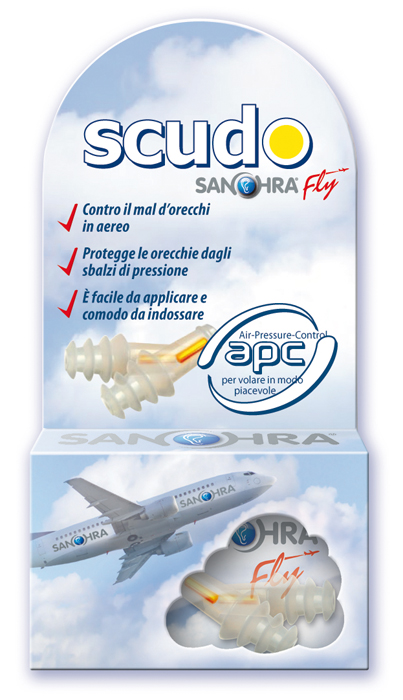 FILTRO AURICOLARE EARPLUG SCUDO FLY ADULTI SANOHRA 2 PEZZI - farmanauta.it