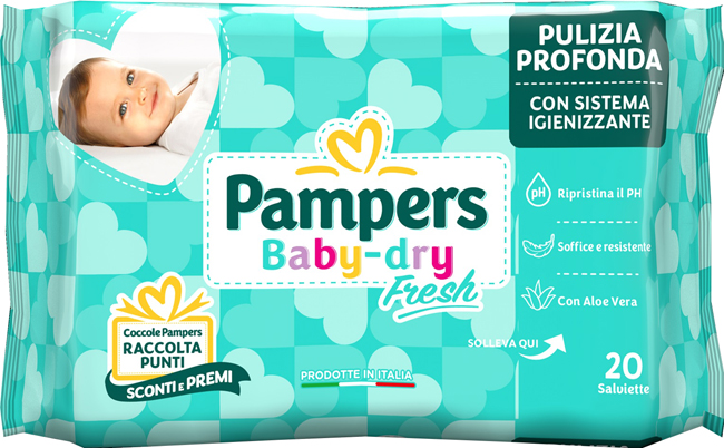 SALVIETTINE UMIDIFICATE PAMPERS BABY FRESH 30% + CONSISTENTE 20 PEZZI - farmanauta.it